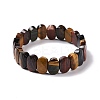 Natural Tiger Eye Oval Beaded Stretch Bracelet G-E010-01G-1