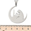 201 Stainless Steel Moon with Woman Pendant Necklaces for Ramadan & Eid Mubarak NJEW-D318-02P-5