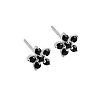 Elegant Sterling Silver Plum Cubic Zirconia Blossom Stud Earrings for Women VQ1749-10-1