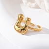 304 Stainless Steel Open Cuff Rings for Women RJEW-M060-01G-21-3