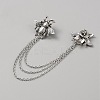 Double Bee Hanging Chain Brooch JEWB-WH0030-19AS-2