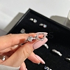 Anti-Tarnish Rhodium Plated 925 Sterling Silver Double Rings Set RJEW-Z040-17P-B-4