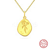 Birth Flower Style 925 Sterling Silver Pendant Necklaces STER-M116-05E-G-1