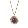 Natural Amethyst Copper Wire Wrapped Flower Pendant 304 Stainless Steel Cable Chain Necklaces for Women NJEW-JN05616-01-3