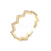 Brass Micro Pave Cubic Zirconia Open Cuff Rings RJEW-R146-02G-1