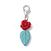 Dyed Synthetic Turquoise Leaf Pendants Decorations HJEW-JM02020-4
