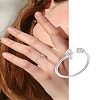 1Pc Letter Brass Rhinestone Open Cuff Rings for Women AJEW-LP0004-47I-S-1
