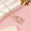 Arch with Evil Eye Brass Enamel Pendant Necklaces NJEW-H051-02G-2