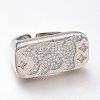 Adjustable Brass Micro Pave Clear Cubic Zirconia Open Cuff Rings ZIRC-I049-34-3
