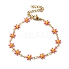 304 Stainless Steel Flower Link Bracelets for Women BJEW-C076-02C-01-1