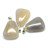 Trapezoid Natural Grey Agate Pendants G-Q359-21-2