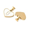 304 Stainless Steel Pave Natural White Shell Heart with Initial Slice Pendants STAS-R168-25G-U-2