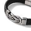 Men's Braided Black PU Leather Cord Bracelets LS-BJEW-K243-19AS-2