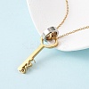 304 Stainless Steel Love Key Pendant Necklaces for Women NJEW-B149-03GP-3