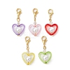 Heart Acrylic & Glass Pearl Pendant Decorations HJEW-JM01403-1
