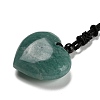 Natural Amazonite Heart Pendants Necklace NJEW-B093-01-2