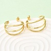 Triple C-Shaped 201 Stainless Steel Stud Earrings EJEW-Z151-09G-3