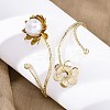 Lotus Alloy Arm Cuff Bangles for Girl Women AJEW-A063-01J-G-1