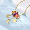 304 Stainless Steel & Plastic Colorful Cloud Moon Star Pendant Necklaces for Women NJEW-U032-01G-2