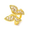 Butterfly Brass Micro Pave Cubic Zirconia Open Cuff Ring for Women RJEW-U003-29B-G-1