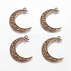 Tibetan Style Alloy Hollow Moon  2-Loop Link Pendants LS-TIBEP-5312-AB-FF-1