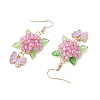 304 Stainless Steel Flower with Butterfly Dangle Earrings EJEW-MZ00455-05-4