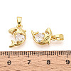 Brass Micro Pave Clear Cubic Zirconia Charms KK-N259-15G-3