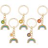 5Pcs 5 Colors Alloy Enamel Pendant Keychains KEYC-HY0001-01-1