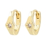 Star Brass Micro Pave Clear Cubic Zirconia Hoop Earrings EJEW-D348-21G-2