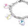 Colorful Rhinestone Flower & Star & Leaf & Cross Charms Multi-strand Bracelet BJEW-JB08703-4