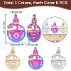 18Pcs 3 Colors 304 Stainless Steel Pendant STAS-DC0012-34-2