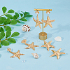 3 Pairs 3 Style Alloy Starfish Dangle Stud Earrings with Plastic Pearl Beaded EJEW-FI0002-95-4
