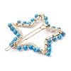 2Pcs Moon & Star Alloy with Synthetic Turquoise Hollow Hair Barrettes PHAR-JH00105-01-5
