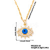 Elegant Brass Full Crystal Rhinestone Blue Evil Eye Pendant Dapped Chain Necklaces EB9667-3-1
