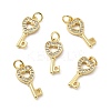 Brass Micro Pave Clear Cubic Zirconia Pendants KK-E068-VB180-3