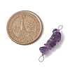 10Pcs 5 Styles Constellation Natural Gold Rutilated Quartz & Amethyst & Golden Sheen Obsidian & Strawberry Quartz & Lapis Lazuli Copper Wire Wrapped Chip Beaded Connector Charms PALLOY-JF02905-03-2