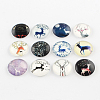 Half Round/Dome Christmas Reindeer/Stag Pattern Glass Flatback Cabochons for DIY Projects GGLA-Q037-12mm-40-1