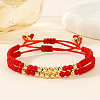 2pcs Bohemian Style Brass Round Beads Braided Bead Bracelets BG7605-1