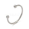 304 Stainless Steel Open Cuff Ring with Ball Ends STAS-K320-02P-1