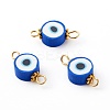 Flat Round with Evil Eye Polymer Clay Links Connectors PALLOY-JF00719-1