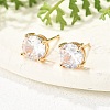Flat Round Brass Pave Cubic Zirconia Stud Earrings for Women EJEW-G428-29A-02-2