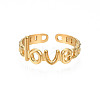 Ion Plating(IP) 304 Stainless Steel Word Love Open Cuff Ring for Women LS-RJEW-S405-262G-2