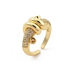 Rack Plating Brass Micro Pave Clear Cubic Zirconia Cuff Rings for Women RJEW-M028-117G-4