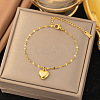 304 Stainless Steel Charm Chain Bracelets BJEW-C084-04G-1