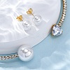 Round Plastic Imitation Pearl Stud Earrings & Heart Cubic Zirconia Rhinestone Cuff Choker Necklaces Sets SJEW-U003-10G-3