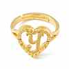 Real 18K Gold Plated Brass Alphabet Adjustable Rings RJEW-M139-18Y-2
