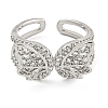 304 Stainless Steel Cubic Zirconia Open Cuff Ring for Women RJEW-S406-05P-01-2