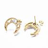 Brass Micro Pave Clear Cubic Zirconia Stud Earrings EJEW-R114-006-NF-3