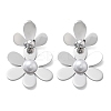 304 Stainless Steel Flower Stud Earrings for Women STAS-Z112-22P-4