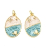 Brass Micro Pave Clear Cubic Zirconia Enamel Pendants KK-G536-23G-1